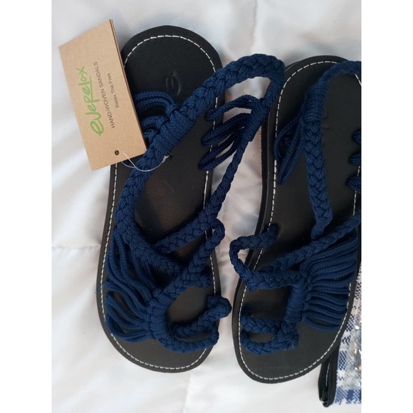 NWT EveRelax Blue Braided Rope Sandals HandWoven - Picture 2 of 10